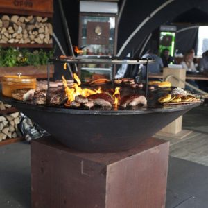 Grille de barbecue Gratuite BBQ Cheminée réglable en fer forgé avec brûleur